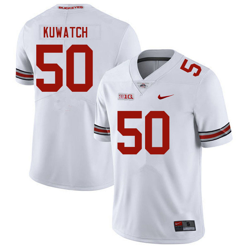 Ohio State Buckeyes #50 Jackson Kuwatch College Football Jerseys Sale-White